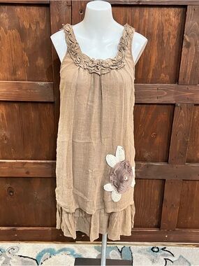 Blue Bird Taupe Linen-Texture Dress